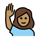 OpenMoji 13.1  🙋🏽‍♀️  Woman Raising Hand: Medium Skin Tone Emoji