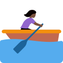 Twitter (Twemoji 14.0)  🚣🏿‍♀️  Woman Rowing Boat: Dark Skin Tone Emoji