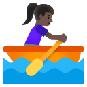 Google (Android 12L)  🚣🏿‍♀️  Woman Rowing Boat: Dark Skin Tone Emoji