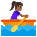 Google (Android 12L)  🚣🏾‍♀️  Woman Rowing Boat: Medium-dark Skin Tone Emoji