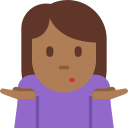 Twitter (Twemoji 14.0)  🤷🏾‍♀️  Woman Shrugging: Medium-dark Skin Tone Emoji