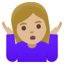 Google (Android 12L)  🤷🏼‍♀️  Woman Shrugging: Medium-light Skin Tone Emoji