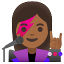 Google (Android 12L)  👩🏾‍🎤  Woman Singer: Medium-dark Skin Tone Emoji