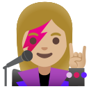 Google (Android 12L)  👩🏼‍🎤  Woman Singer: Medium-light Skin Tone Emoji