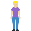 Twitter (Twemoji 14.0)  🧍🏼‍♀️  Woman Standing: Medium-light Skin Tone Emoji