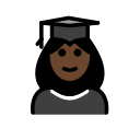 OpenMoji 13.1  👩🏿‍🎓  Woman Student: Dark Skin Tone Emoji
