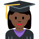 Twitter (Twemoji 14.0)  👩🏿‍🎓  Woman Student: Dark Skin Tone Emoji