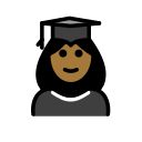OpenMoji 13.1  👩🏾‍🎓  Woman Student: Medium-dark Skin Tone Emoji