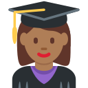 Twitter (Twemoji 14.0)  👩🏾‍🎓  Woman Student: Medium-dark Skin Tone Emoji