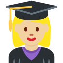 Twitter (Twemoji 14.0)  👩🏼‍🎓  Woman Student: Medium-light Skin Tone Emoji