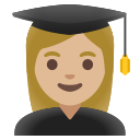Google (Android 12L)  👩🏼‍🎓  Woman Student: Medium-light Skin Tone Emoji