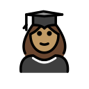 OpenMoji 13.1  👩🏽‍🎓  Woman Student: Medium Skin Tone Emoji