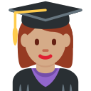 Twitter (Twemoji 14.0)  👩🏽‍🎓  Woman Student: Medium Skin Tone Emoji