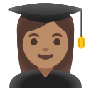 Google (Android 12L)  👩🏽‍🎓  Woman Student: Medium Skin Tone Emoji