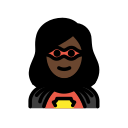 OpenMoji 13.1  🦸🏿‍♀️  Woman Superhero: Dark Skin Tone Emoji