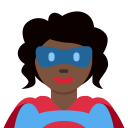 Twitter (Twemoji 14.0)  🦸🏿‍♀️  Woman Superhero: Dark Skin Tone Emoji
