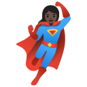 Google (Android 12L)  🦸🏿‍♀️  Woman Superhero: Dark Skin Tone Emoji
