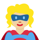 Twitter (Twemoji 14.0)  🦸🏼‍♀️  Woman Superhero: Medium-light Skin Tone Emoji