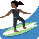 Twitter (Twemoji 14.0)  🏄🏿‍♀️  Woman Surfing: Dark Skin Tone Emoji