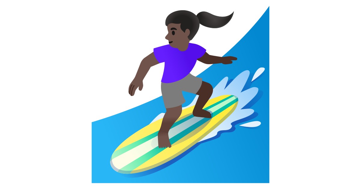 🏄🏿‍♀️  Woman Surfing: Dark Skin Tone