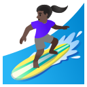 Google (Android 12L)  🏄🏿‍♀️  Woman Surfing: Dark Skin Tone Emoji