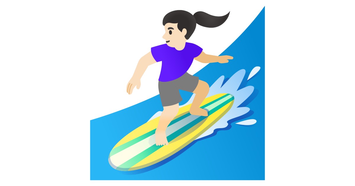 🏄🏻‍♀️  Woman Surfing: Light Skin Tone
