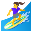 Google (Android 12L)  🏄‍♀️  Woman Surfing Emoji