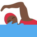 Twitter (Twemoji 14.0)  🏊🏿‍♀️  Woman Swimming: Dark Skin Tone Emoji