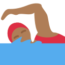 Twitter (Twemoji 14.0)  🏊🏾‍♀️  Woman Swimming: Medium-dark Skin Tone Emoji