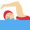 Twitter (Twemoji 14.0)  🏊🏼‍♀️  Woman Swimming: Medium-light Skin Tone Emoji