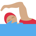 Twitter (Twemoji 14.0)  🏊🏽‍♀️  Woman Swimming: Medium Skin Tone Emoji