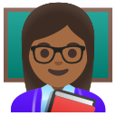 Google (Android 12L)  👩🏾‍🏫  Woman Teacher: Medium-dark Skin Tone Emoji