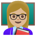 Google (Android 12L)  👩🏼‍🏫  Woman Teacher: Medium-light Skin Tone Emoji