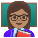 Google (Android 12L)  👩🏽‍🏫  Woman Teacher: Medium Skin Tone Emoji