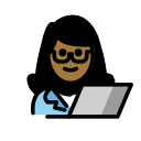 OpenMoji 13.1  👩🏾‍💻  Woman Technologist: Medium-dark Skin Tone Emoji