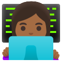 Google (Android 12L)  👩🏾‍💻  Woman Technologist: Medium-dark Skin Tone Emoji