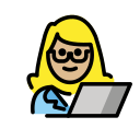 OpenMoji 13.1  👩🏼‍💻  Woman Technologist: Medium-light Skin Tone Emoji