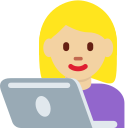 Twitter (Twemoji 14.0)  👩🏼‍💻  Woman Technologist: Medium-light Skin Tone Emoji