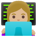 Google (Android 12L)  👩🏼‍💻  Woman Technologist: Medium-light Skin Tone Emoji