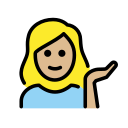 OpenMoji 13.1  💁🏼‍♀️  Woman Tipping Hand: Medium-light Skin Tone Emoji