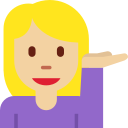 Twitter (Twemoji 14.0)  💁🏼‍♀️  Woman Tipping Hand: Medium-light Skin Tone Emoji