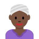 Twitter (Twemoji 14.0)  👳🏿‍♀️  Woman Wearing Turban: Dark Skin Tone Emoji