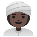 Google (Android 12L)  👳🏿‍♀️  Woman Wearing Turban: Dark Skin Tone Emoji