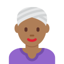 Twitter (Twemoji 14.0)  👳🏾‍♀️  Woman Wearing Turban: Medium-dark Skin Tone Emoji
