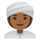 Google (Android 12L)  👳🏾‍♀️  Woman Wearing Turban: Medium-dark Skin Tone Emoji