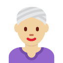 Twitter (Twemoji 14.0)  👳🏼‍♀️  Woman Wearing Turban: Medium-light Skin Tone Emoji