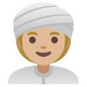 Google (Android 12L)  👳🏼‍♀️  Woman Wearing Turban: Medium-light Skin Tone Emoji
