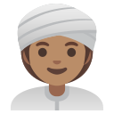 Google (Android 12L)  👳🏽‍♀️  Woman Wearing Turban: Medium Skin Tone Emoji