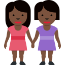 Twitter (Twemoji 14.0)  👭🏿  Women Holding Hands: Dark Skin Tone Emoji