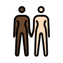 OpenMoji 13.1  👩🏿‍🤝‍👩🏻  Women Holding Hands: Dark Skin Tone, Light Skin Tone Emoji